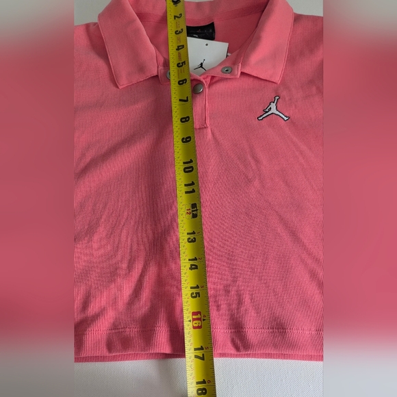 Jordan Nike New Women's Ribbed Cropped Polo Shirt Size L Color Pink Crop Top - Picture 9 of 11